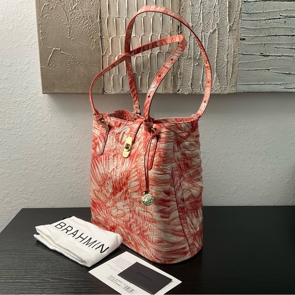 SOLD ON 11-24-25 Brahmin Fiora Tote PINK FLAMINGO MELBOURNE - Picture 5 of 10